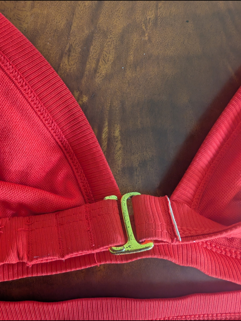 Red Women's Ribbed Triangle Bikini Set - Picture 2 of 3